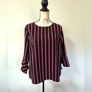 Tommy Hilfiger Black Blouse With Red/White Strips In Large